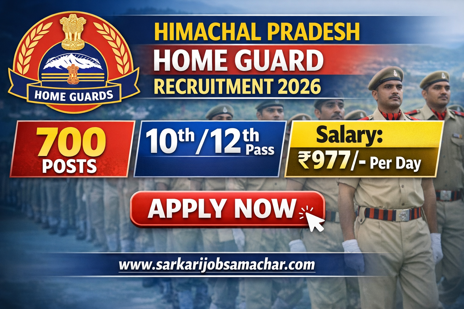 Himachal Pradesh Home Guards Volunteer Recruitment 2026 – 700 Posts | Apply Online